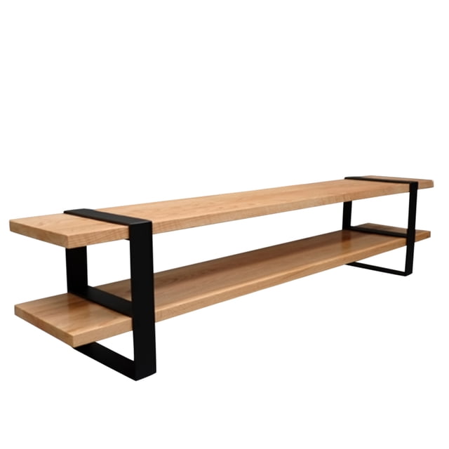 CASA FERRO Mueble para televisión, acero y madera, diseño único - Acero Negro y Madera de Pino Natural. CASA FERRO Mueble TV estilo Retro
