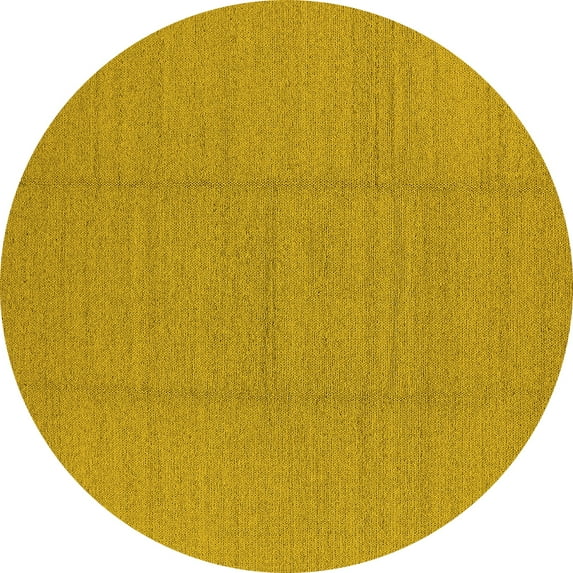 Ahgly Company Indoor Round Solid Yellow Modern Area Rugs, 8' Round