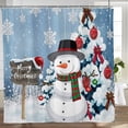 thumbnail image 3 of Christmas Shower Curtain Winter Snowman Bathroom Decor Xmas Pine Tree Holiday Bathroom Curtain with 12 Hooks 72"x72", 3 of 7