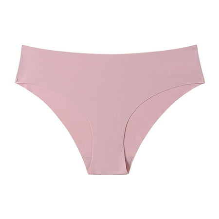 Kopltyrfg Women Thongs Seamless Ice Silk Underwear Traceless Breathable Pink S