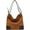 Brown, variant on Women Vintage Boston Bag Fashion Frosted PU Leather Canvas Shoulder Bag Purse