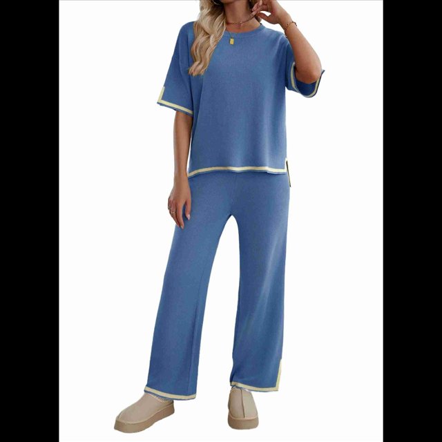 Pantalón de Punto de Corta, Traje Azul Talla S