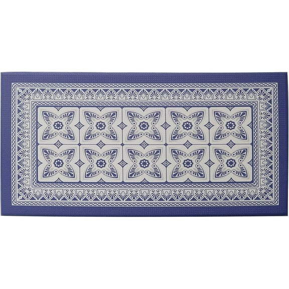 J&V TEXTILES Kitchen Mat Cushioned Anti Fatigue Floor Mat,19.6"x55", Thick Non Slip Waterproof Kitchen Rugs and Mats, Standing Mat for Kitchen,Floor,Home,Office,Desk,Sink,Laundry Blue Geo