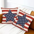 thumbnail image 5 of 4th of July Pillow Covers 18x18 Set of 2, Memorial Day Independence Day Throw Pillow Covers American Flag Patriotic Red Stripe Blue Star Outdoor Cushion Cases Linen Decorative for Couch Sofa, 5 of 6