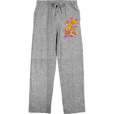 Love At First Bite Pizza Stickers Men's Heather Gray Sleep Pajama Pants-Small