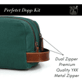 thumbnail image 5 of Canvas Leather Toiletry Bag Travel Bathroom Shaving Dopp Kit with Dual Compartment Green, 5 of 7