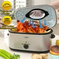 thumbnail image 6 of Sunvivi 24 Quart Electric Turkey Roaster Oven with Visible Glass Lid,Removable Pan & Rack, Stainless Steel, Silver, 6 of 14