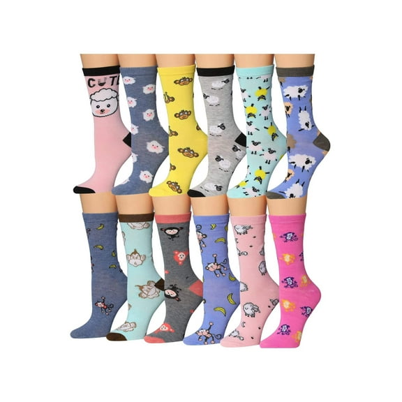 Tipi Toe Womens Classic Crew Socks for Women – Soft, Stylish, and Colorful 12-Pack Set