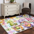 thumbnail image 3 of Watercolor Floral Gnomes Area Rugs 4'x6', Washable Small Throw Rugs for Office Bathroom, Spring Flowers Butterflies Grid Indoor Outdoor Rug Non-Slip Low Pile Carpet Runner Reversible Floor Mats, 3 of 8