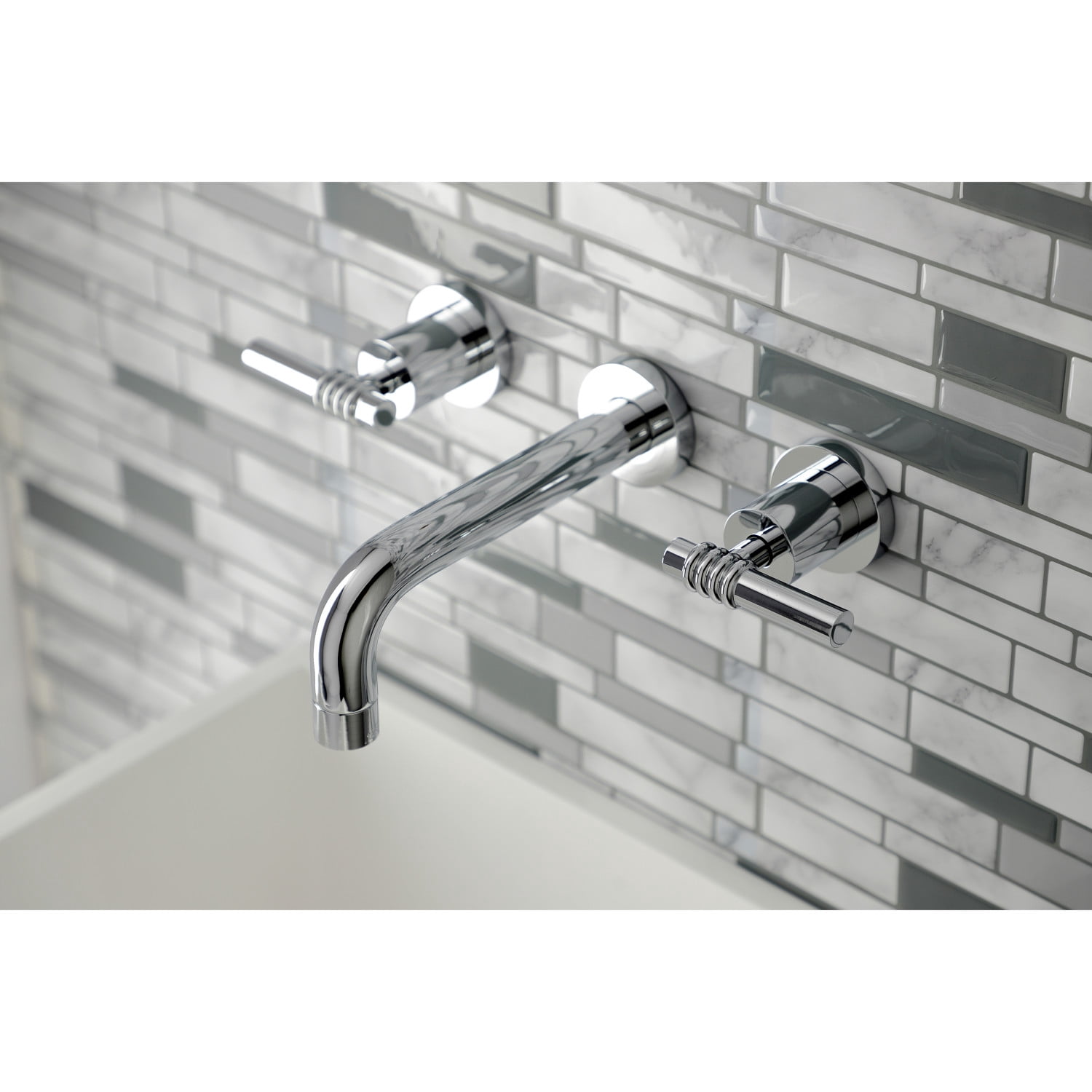Kingston Brass KS8121ML Milano 2-Handle 8 in. Wall Mount Bathroom Faucet, Polished Chrome