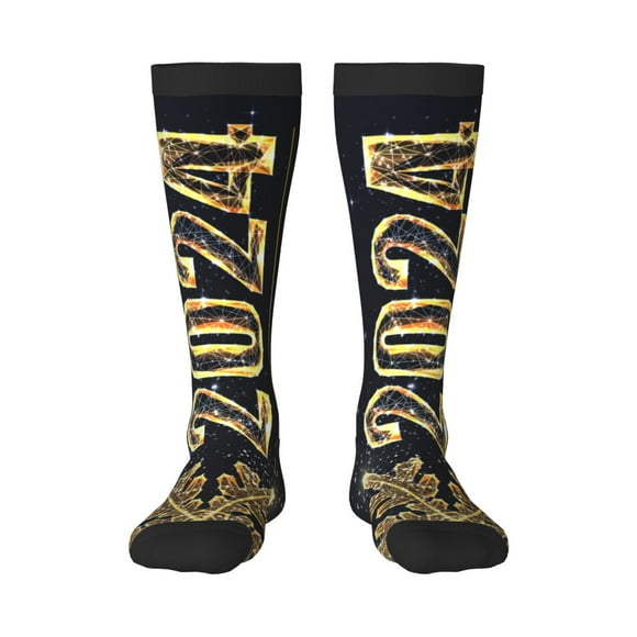 Wukai Happy New Year 2024 (5) for Contrast Color Stockings, Sports Fitness Adult Long Socks, Unisex