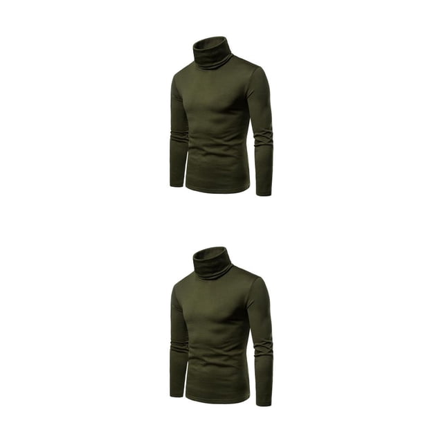 Camisa térmica de algodón Minnieouse con cuello alto para hombre manga larga ajustada y cómoda S M L color Negro Gris oscuro Verde oscuro