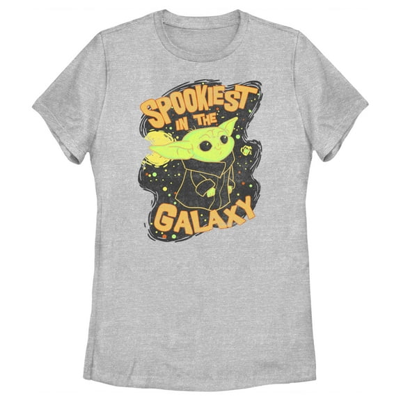 Women's Star Wars: The Mandalorian Halloween Grogu Spookiest in Galaxy  Graphic Tee Athletic Heather X Large