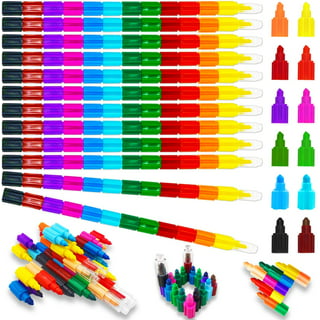 Stacking Crayons, 12 Pack 12 Colors Stackable Buildable Square Drawing  Crayons