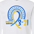 thumbnail image 4 of Inktastic 3-21 World Down Syndrome Day Blue and Yellow Rainbow Ribbon Long Sleeve T-Shirt, 4 of 5