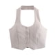 thumbnail image 2 of HH TRAF Trajes elegantes de verano para mujer, cuello colgante sólido, sin mangas, espalda descubierta, chaleco corto de un solo pecho, blusas, ropa de calle para mujer, 2 of 4