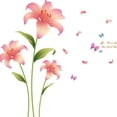 thumbnail image 3 of Adhesivos de pared con diseño de flor de lirio rosa con mariposas, 60 x 90 cm, 3 of 3