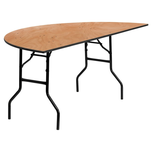 Flash Furniture 6 Foot Half Round Wood Folding Banquet Table Com Half Round Wood Folding Banquet Table, 6 Ft Round Wood Folding Banquet Table