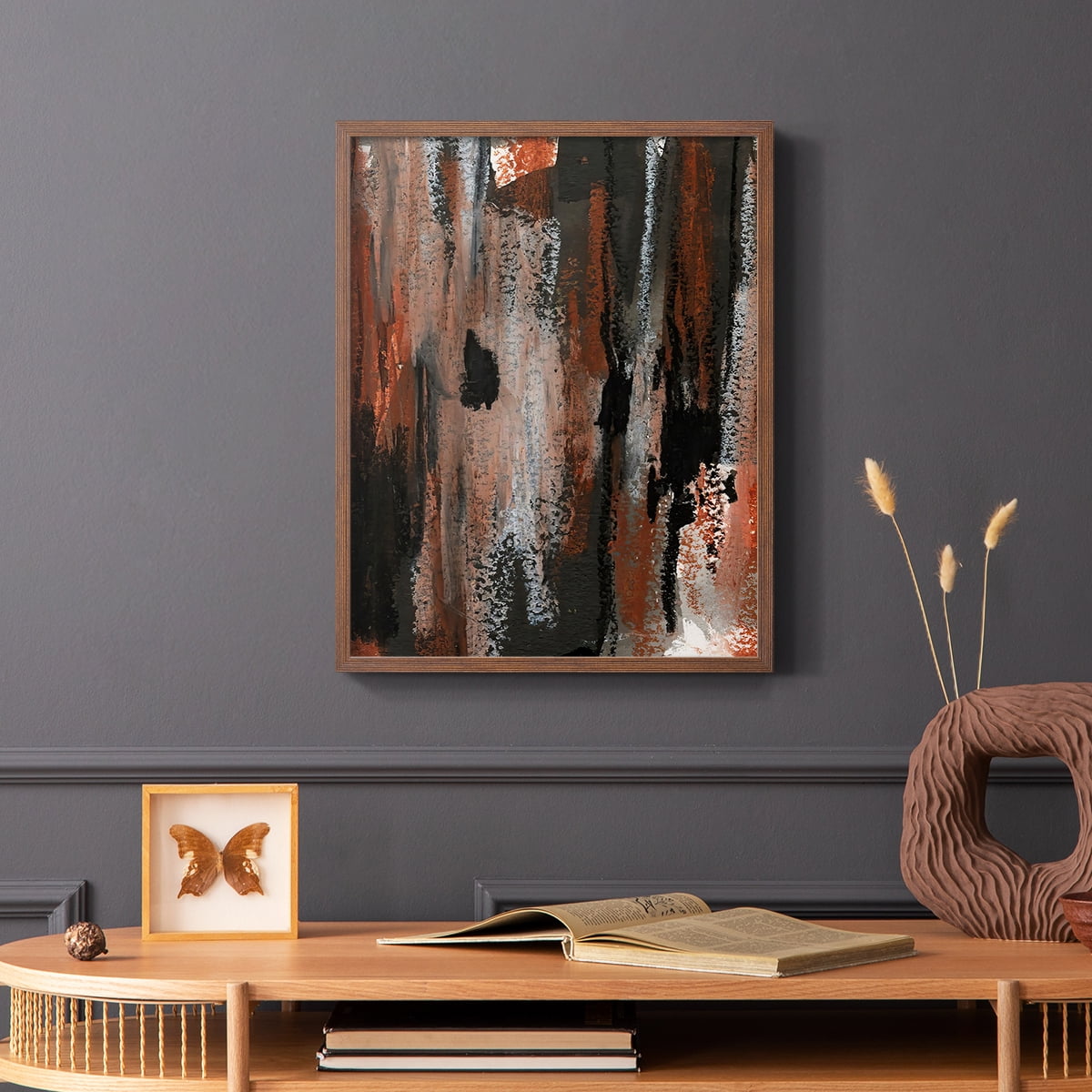 Loft Pastel VII Framed Print in Brown Solid Wood Framed Print No Nail Hanging