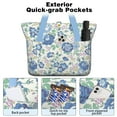 thumbnail image 2 of Tote Bag for Women - Pioneer Flower Shoulder Bag - Large Utility Work Duffle Bag with Zipper Handbag for Travel, Work, Sprots, 2 of 5