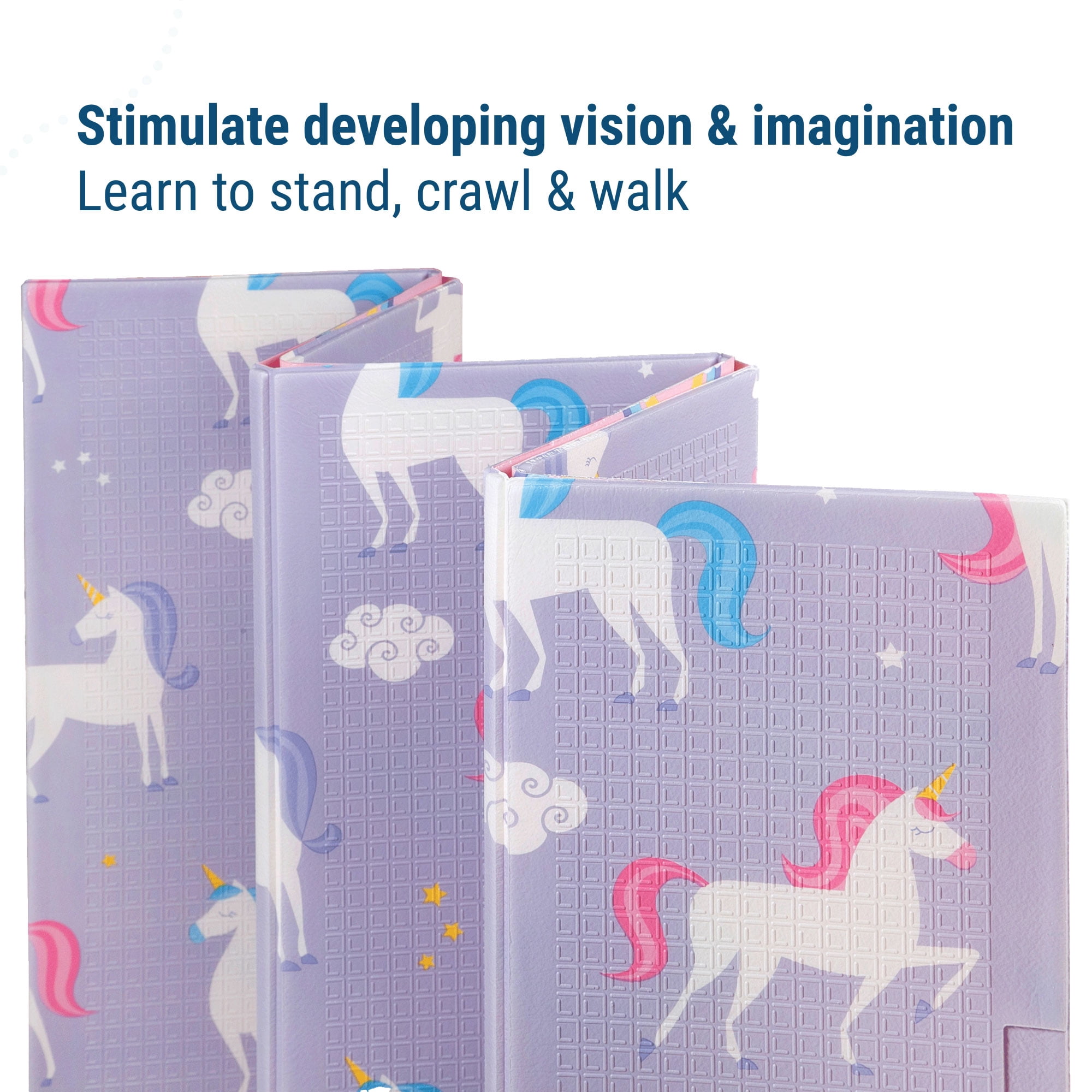 Wildkin Baby Play Mat - Large Folding Foam Play Mat for Infants, Babies, Toddlers, Waterproof, Double-sided (70" x 59") - Unicorn