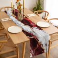 thumbnail image 3 of Marble Red Table Runner - 90 Inch Long, Kitchen Dining Table Runner Dresser Scarves, Modern Abstract Gold White Brick Stone Motif Farmhouse Decor for Coffee Tables Wedding Party Banquet, 3 of 8