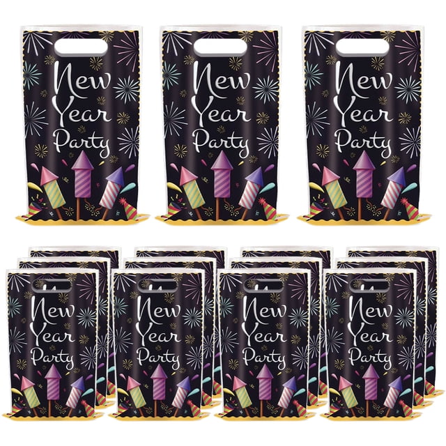 New Years Eve Decorations 20-Pack Gift Bags 9.8 in x 6.7 in Plastic Candy Boxes for Party Favors and Wrapping