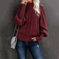 thumbnail image 4 of Red Womens Tops Women's Winter New Mid Neck Loose Long Sleeve Knitted Solid Color Sweater Fall Outfits for Women 2025, 4 of 4
