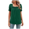 thumbnail image 1 of Birdeem Womens Summer Solid Color Short Sleeve Dot Tops Square-Neck Chiffon T-Shirts Blouse, 1 of 6