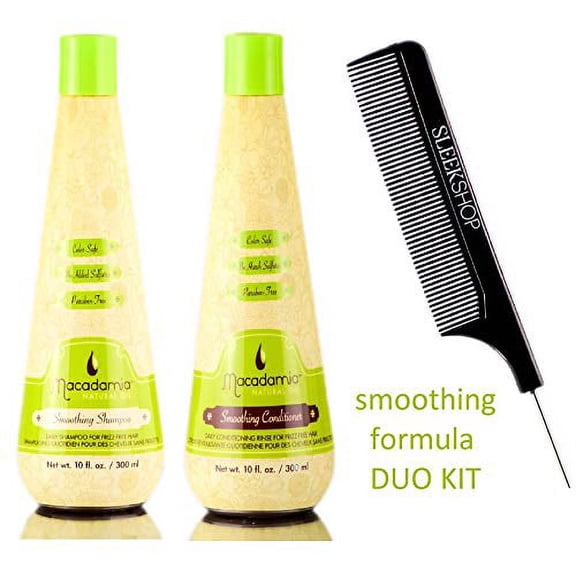 Macadamia SMOOTHING Shampoo, Conditioner& Smoothing Creme TRIO SET (w/ COMB) - DUO KIT - 10 oz / 300 ml