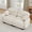 Beige + Chenille + 2 Seat, variant on Pleated Design Cozy Chenille Fabric 2 Seater Modular Sofa with High-Density Ergonomic Foam Seat, Curved Round Armrests and 2 Round Throw Pillows,Brown