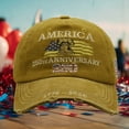 thumbnail image 5 of 250Th Anniversary Hat, 250Th Anniversary, Anniversary, Embroidery, 250Th, Bell, Baseball, Khaki Cotton, 22*8-23.6in, Usa Celebration, Adjustable Fit, 1 Pc, 5 of 5