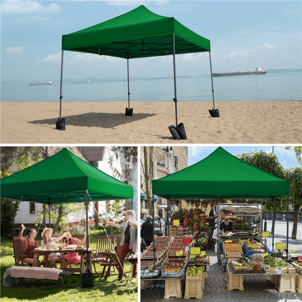 Alden Design Adjustable 10' x 10' Commercial Pop-up Canopy with Wheeled Carry Bag, Dark Green