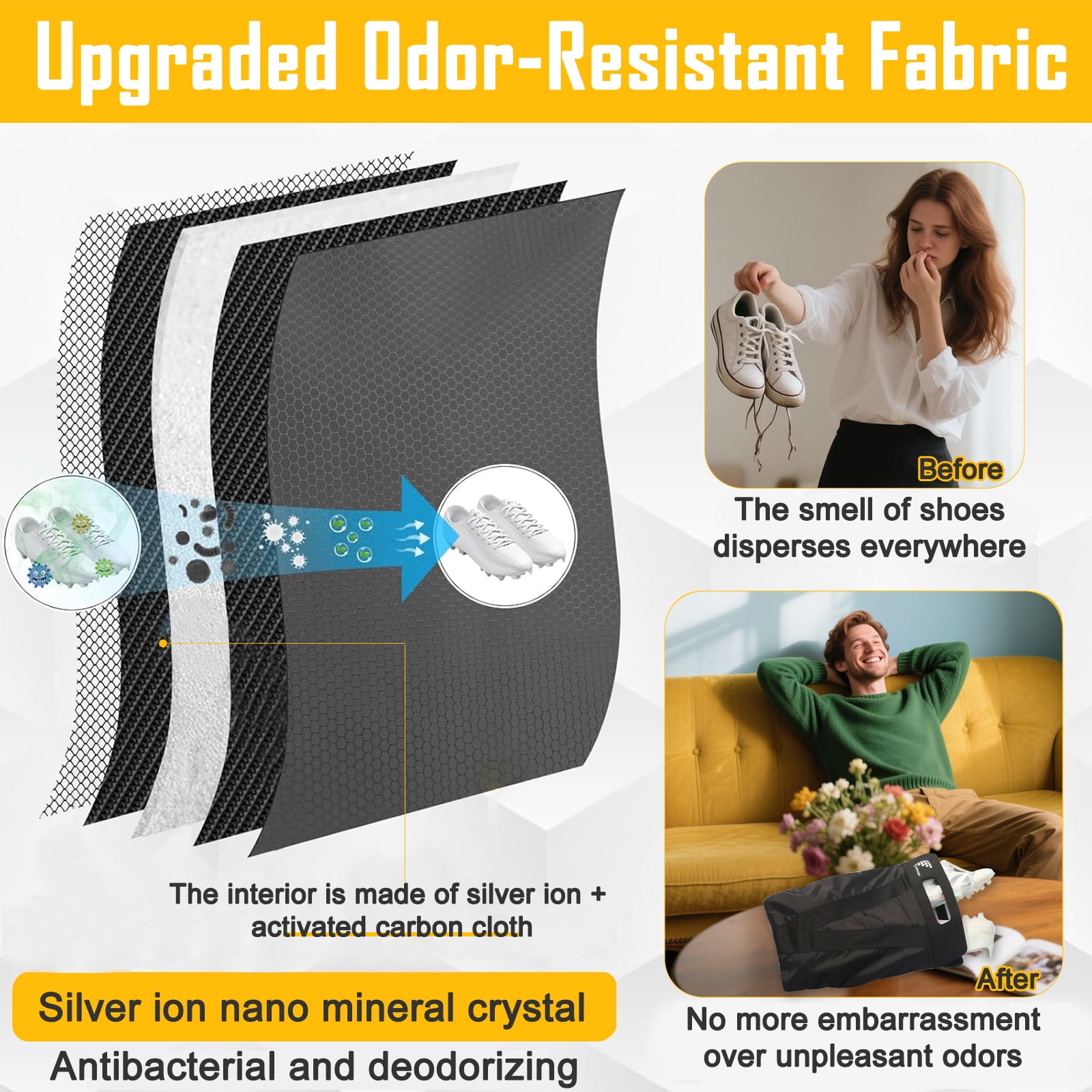 Shoe Bag，Shoe Bags for Travel，Golf Shoe Bag，New upgraded waterproof, Anti-Odor, Remove Odor