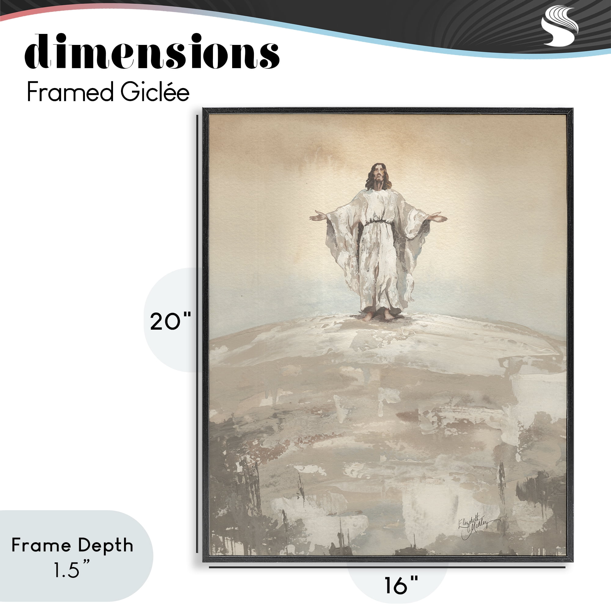 Stupell Industries Jesus on Hill Black Framed Giclee Art, design by Elizabeth Medley