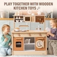 thumbnail image 4 of ROBOTIME Wooden Play Kitchen Modern Style Toy Kitchen  with Realistic Accessories for 3+ Girls & Boys , Caramel, 4 of 6