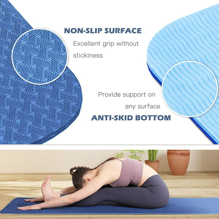UMINEUX Extra Wide Yoga Mat 1/4 Thickness TPE Yoga Mats Non Slip, Navy Blue