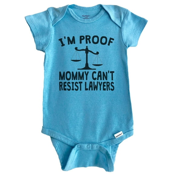 I'm Proof Mommy Can't Resist Lawyers Baby Bodysuit - Funny Baby Bodysuit (Blue), 0-3 Months