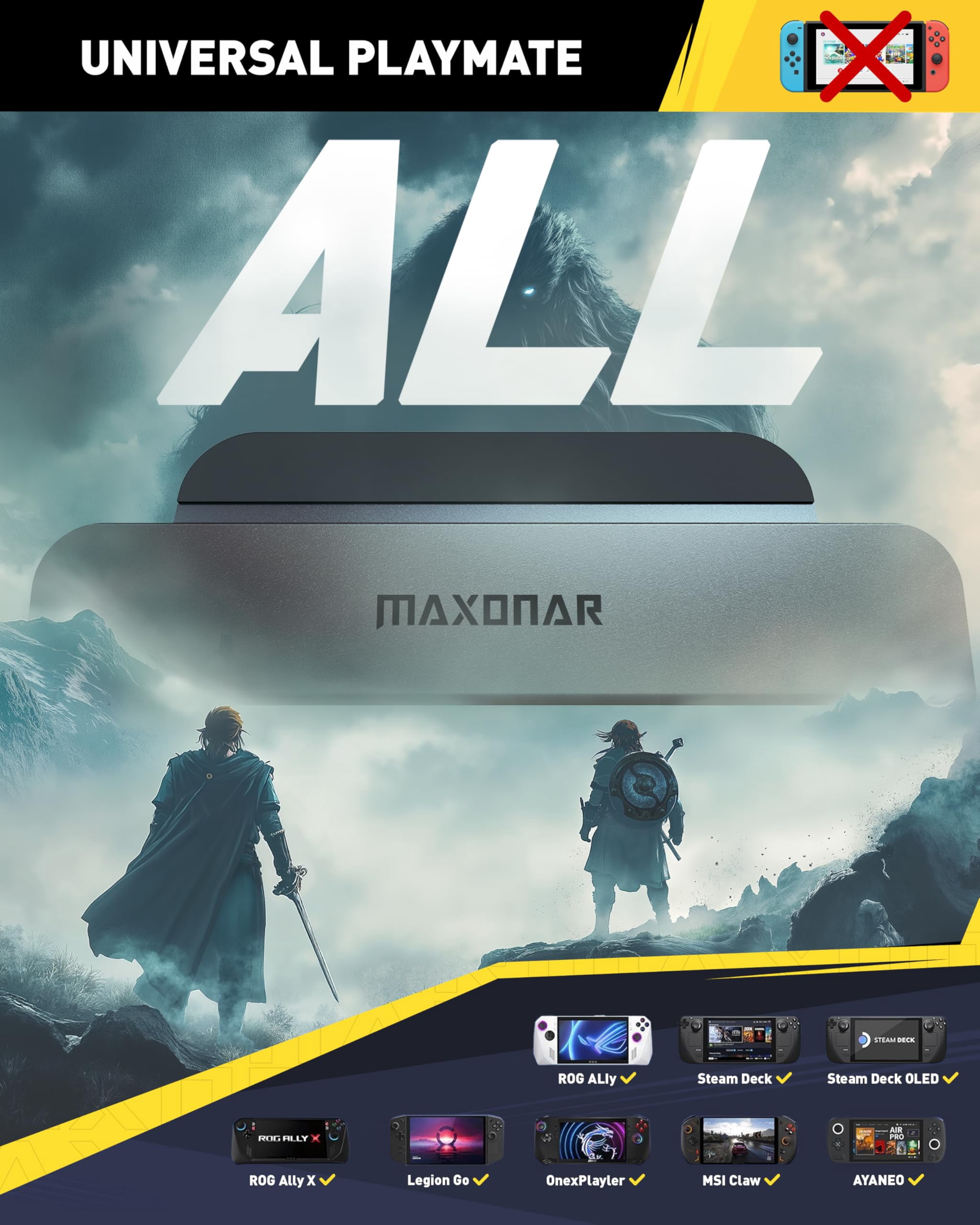 Docking Station 4K@120Hz for ROG Ally X/Steam Deck OLED/Legion Go (S) /MSI Claw, 6-in-1 Steam Deck Dock with HDMI 2.1, 3*USB-A 3.0, Gigabit Ethernet, 100W Charge for Steam Deck LCD