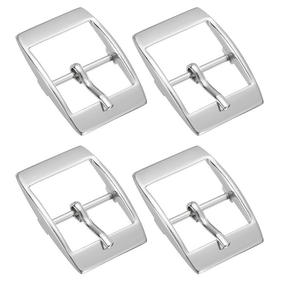 Uxcell 4Pack 0.98" Single Prong Belt Buckle Square Center Bar Buckles for Belt, Silver