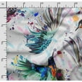 thumbnail image 2 of Soimoi Bird & Flowers Printed Poly Canvas Fabric Decor Sewing Fabric By The Yard 56 Inch WideDecorative Fabric For Curtains Tote bags-Turquoise Blue, 2 of 5