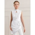 thumbnail image 5 of SiiRoh Girls Elegant Lyrical Dance Dress Sparkly Sleeveless Cutout Backless Mesh Overlay Dancewear Ivory 10, 5 of 7
