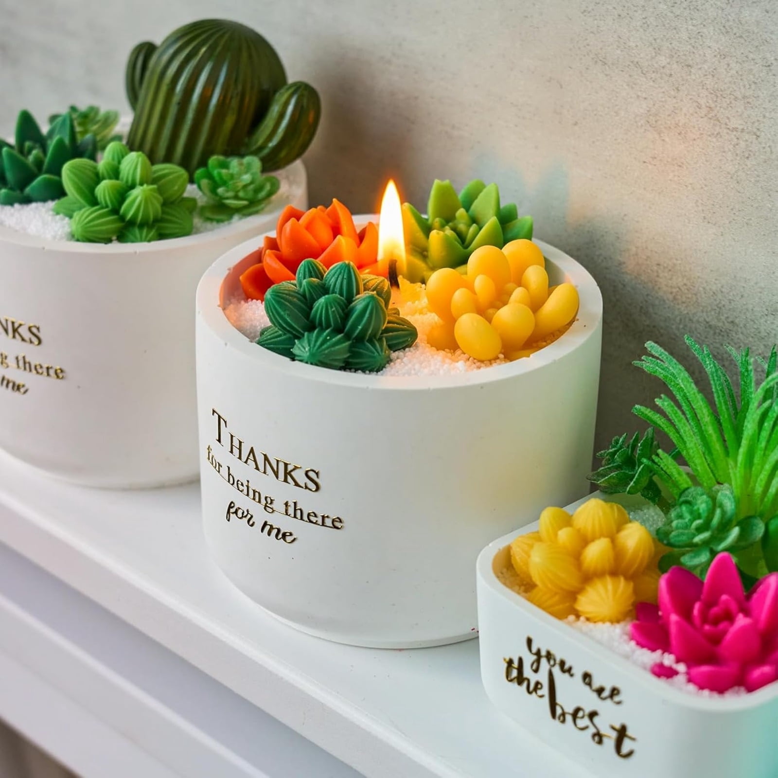 4Pcs Silicone Resin Molds, 7 Cavity 3D Flower & Succulent Resin Casting Molds, DIY Candle Molds, Soap Molds for Scented Candles Soaps Making, Wax, Resin Casting, Home Decoration