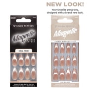 Salon Perfect Artificial Fake Press On Nails, 121 Magnetic Silver, Medium Almond, File, Glue, and Prep Pad Included, 30 Nails