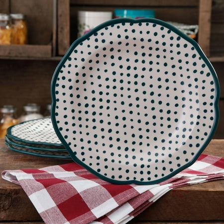 The Pioneer Woman Retro Dots Dinner Plate Set, 4-Pack
