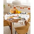thumbnail image 4 of Round Fitted Tablecloths Fall Thanksgiving Pumpkin Owl Waterproof Table Cover for Kitchen Dining Party Decor Autumn Maple Leaf Hazelnut,45"-54", 4 of 6