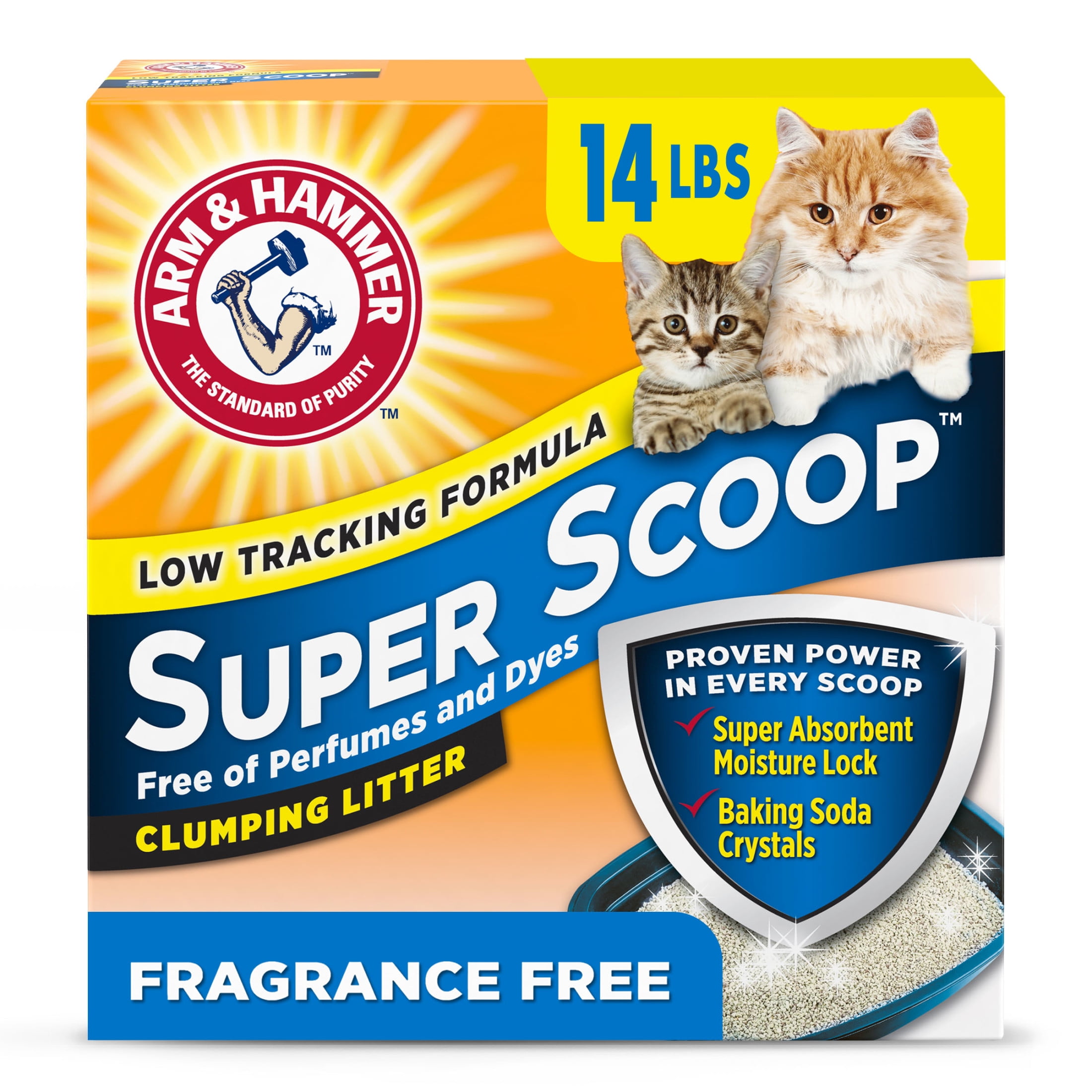 (3 pack) ARM & HAMMER Super Scoop Fragrance Free Clumping Clay Cat Litter, 14 lb