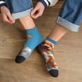 thumbnail image 3 of Rateoe Blue Sky Cloud Puppy Pattern Quarter Crew Socks,Toe Seamed Ankle Socks,Cotton Cushioned Breathable Athletic Crew Sports Socks, 3 of 7