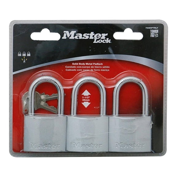 Set de Candados Master Lock con Cuerpo de Hierro Sólido 3 Piezas