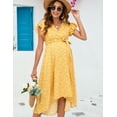 thumbnail image 3 of Yesfashion Women's Maternity Smocked Fly Sleeve Summer Dress V Neck Boho Ruffle Casual Swing Midi Dress Baby Shower Photoshoot, 3 of 8